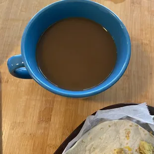 Drip coffee with almond milk