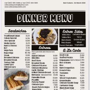 Menu - Lunch and Dinner
