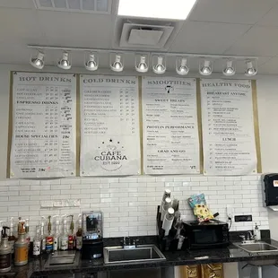 menus on the wall