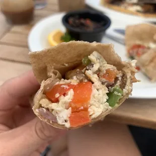 Mini veggie burrito.  Their hot salsa is so good.