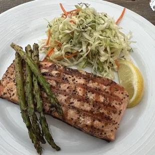 Grilled salmon with cabbage instead of beets. Loved.