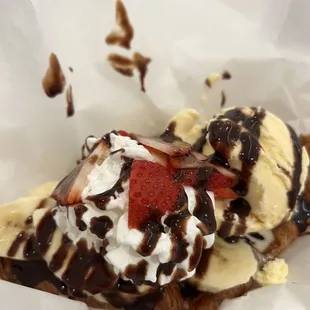 chocolate strawberry banana croffle