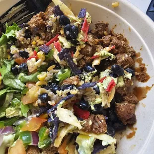 Burrito bowl with flat iron steak