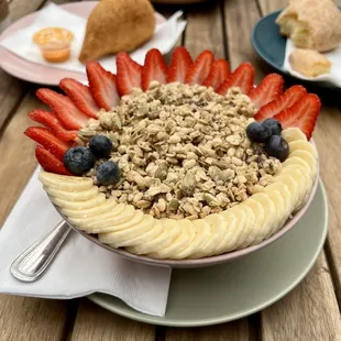 Original Açaí Bowl - açaí blended with banana, strawberry, and syrup, topped with banana, strawberry, blueberry, and granola