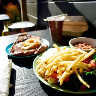 Steak platter comes with sides