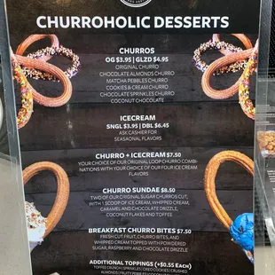 Churro menu