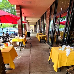 Front of Cafe outside eating area.