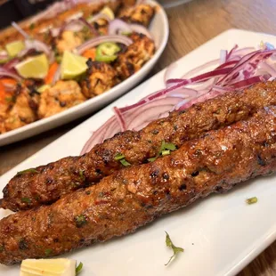 two plates of food on a table