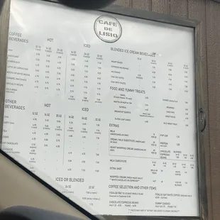 Menu outside