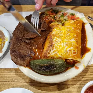 Steak and enchiladas yum!