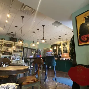 the interior of a cafe