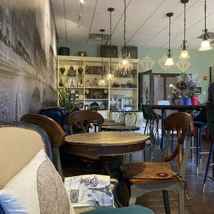 the interior of a cafe