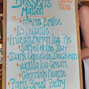Dessert Menu