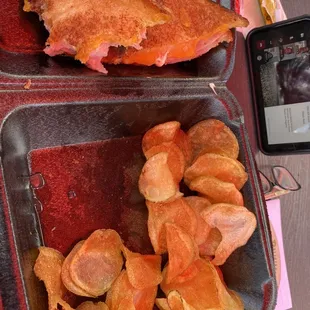 Ham and cheese sandwich with Homemade Potato Chips