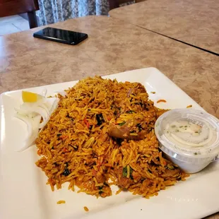 Goat and rice.  Awesome