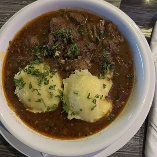 Goulash and mashed potatoes