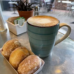 Beignets $3 and latte