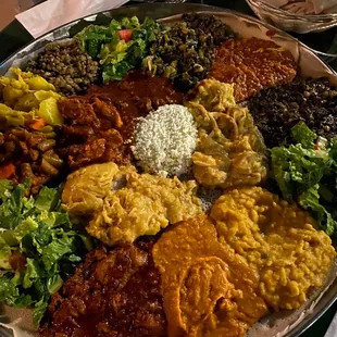 a platter of mexican food