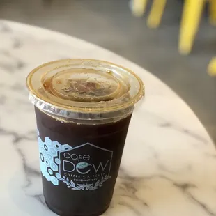 Quad shot iced espresso with white chocolate infusion