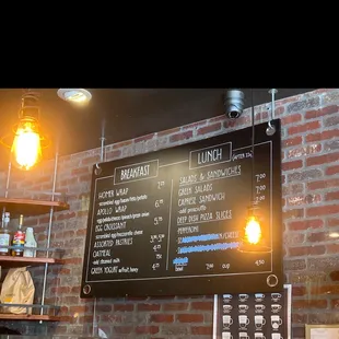Menu on wall