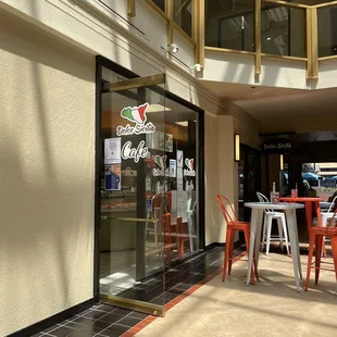 the entrance to the restaurant