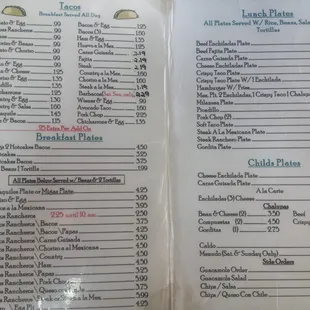 Great prices!!! Breakfast tacos all day!!