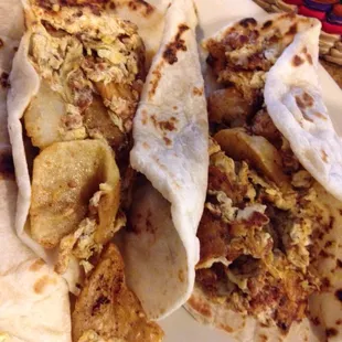 Chorizo egg and potato tacos