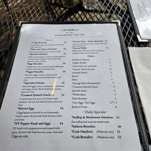 Their breakfast menu 2023