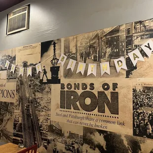 a wall covered in newspaper