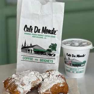 two pastries and a cup of coffee