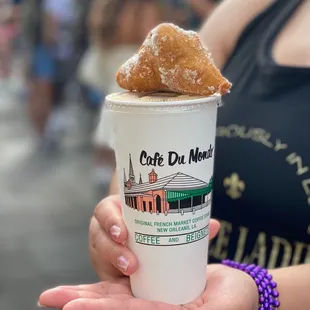 Frozen coffee &amp; beignet