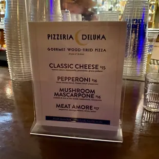 PIZZA menu on February 19, 2022