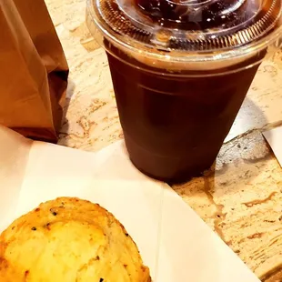 Cheddar Chive Scone + Iced Coffee -  7/30/2023