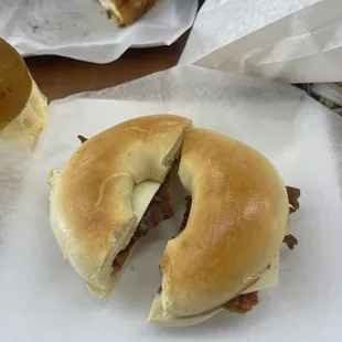 Bacon and egg bagel
