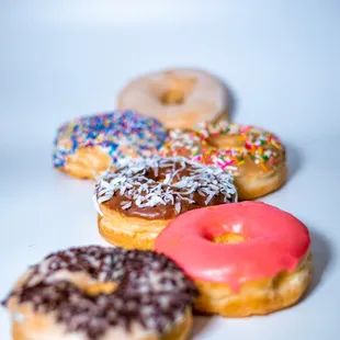 Assorted sprinkle donuts