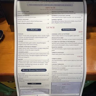 menu