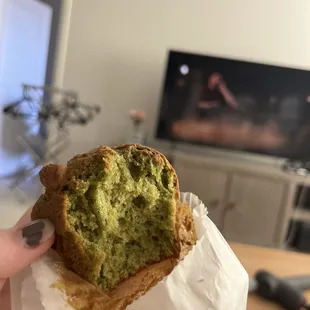 Matcha macadamia muffin