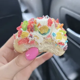 Fruity pebble donut hole