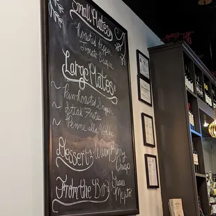 a chalkboard with a menu on it