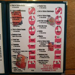 menu