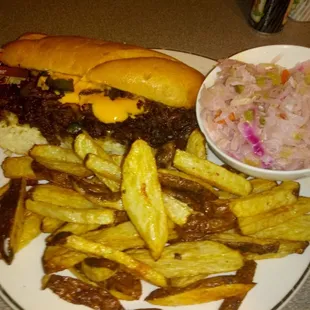 Ribeye Cheesesteaks w/Home Fries &amp; Slaw ..