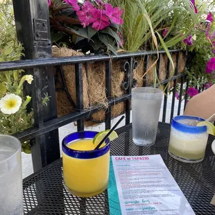 Mango and pineapple margaritas.