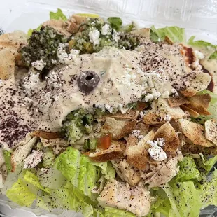 Fatoush salad with hummus