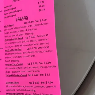menu