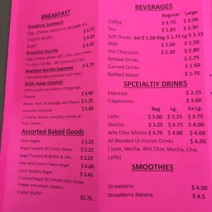 menu