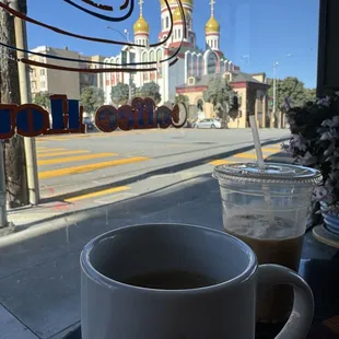 Cup of coffee with a nice view.