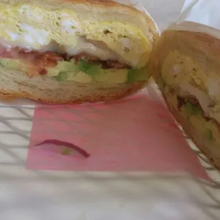 Croissant sandwich with bacon