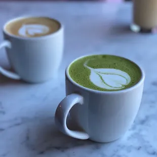 Almond matcha latte
