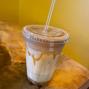 a cup of coffee on a table