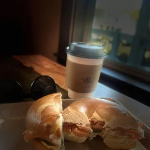 Smoked salmon bagel! Tasty!